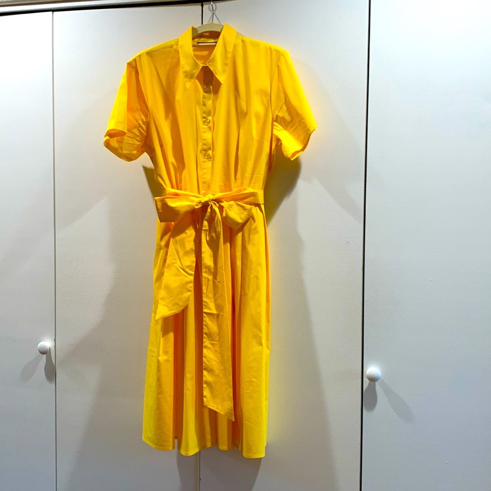 NY & CO shirtwaist dress, bright yellow, size M